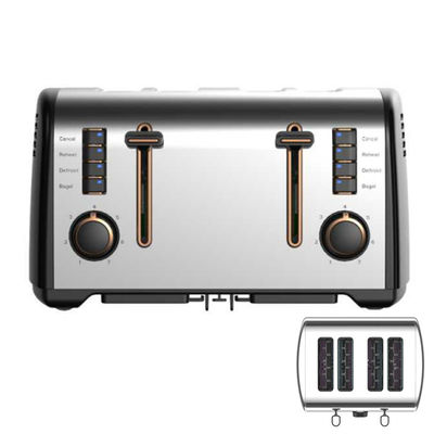 Anbolife XXL 4スライストースター 電気ロゴ ポータブルトースター 商用パン 7色設定のステンレスステールトースター