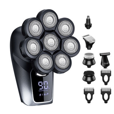 PRO ヘッドシェーバー 男性用 9D 6 In 1 無線充電式 LEDディスプレイ ヘッドシェーバー