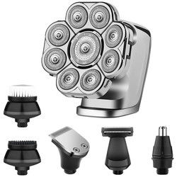 PRO ヘッドシェーバー 男性用 9D 6 In 1 無線充電式 LEDディスプレイ ヘッドシェーバー