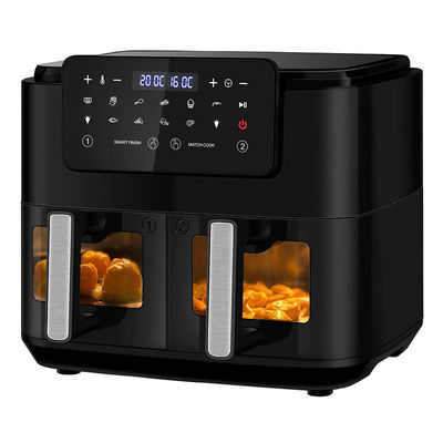 4.5L 双面空気フライヤー 2つのバスケット ガラス窓を通して見る SYNC 料理 双面引き出し