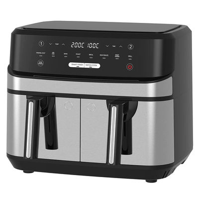 オイルフリー ダブルゾーン エアフライヤー 9L 家族用 2つの引き出し 10つのプリセット 2400W 低脂肪