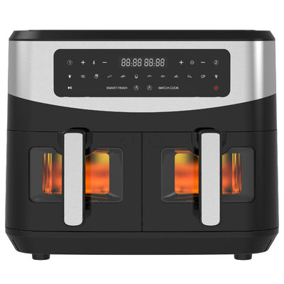 オイルフリー ダブルゾーン エアフライヤー 9L 家族用 2つの引き出し 10つのプリセット 2400W 低脂肪