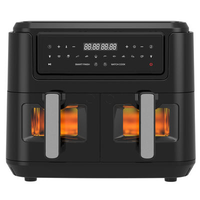 スマート 2400W エアフライヤー ダブル 透明窓 9L デジタル ツーゾーン テクノロジー