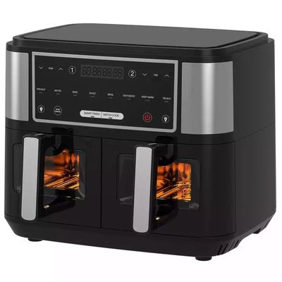 スマート 2400W エアフライヤー ダブル 透明窓 9L デジタル ツーゾーン テクノロジー