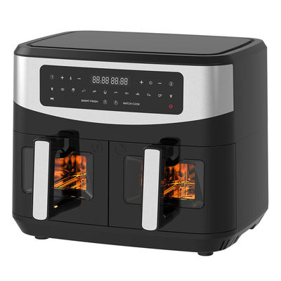 2400W 9L ダブルエアフライヤー 透明窓 12 調理プレセット