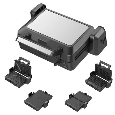 1200W 切断可能なコンタクトグリル 3 プレート 105 180 度 オープン 温度 調整 ボンブ 電気 PTFE 家庭用 BBQ 向け