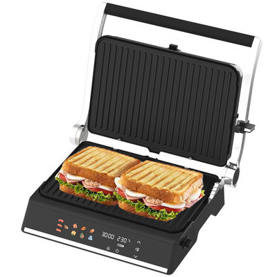 電気デジタルコンタクト BBQ 無煙グリル 家庭用炊飯器 切断可能 6スライス パニニメーカー 探査器で検出