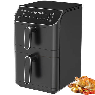 2800w 電動式 ダブルスタック 空気フライヤー ノンスティック 6l+6l コーティング トップ・ボトムヒーター 折りたたむLcdディスプレイ 可視窓オプション
