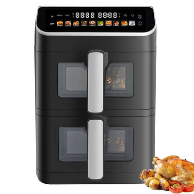 2800w 電動式 ダブルスタック 空気フライヤー ノンスティック 6l+6l コーティング トップ・ボトムヒーター 折りたたむLcdディスプレイ 可視窓オプション