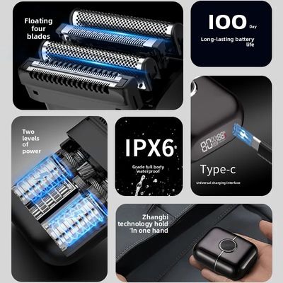 男性用の携帯ミニ電気剃り機 4刃磁気浮遊システムと100分作業時間 300mAhバッテリーで動いています