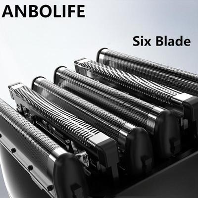 ANBOLIFE 6 Blade 電動剃刀 磁気吸着とリチウムバッテリー 900mAh - IPX7 男性用防水用薄膜剃刀