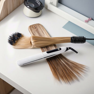 プロヘアストレインダーとフラットアイアン10温度レベル 130-230°C範囲とテフロンプレート