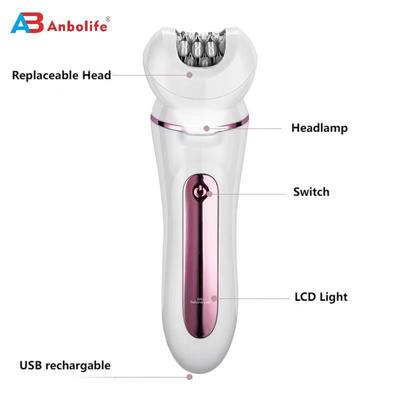 5 in 1 防水 IPX6 脱毛器、600mAh バッテリー搭載、顔と体のグルーミングキット