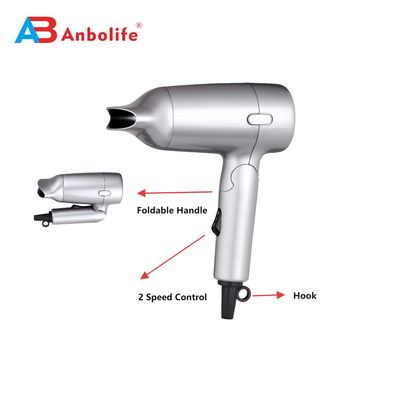 ANBOLIFE プロフェッショナル 1200W 折りたたみ式ヘアドライヤー、2段階風量設定、高速DCモーター搭載で速乾性