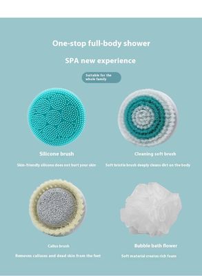 全自動充電式電動バスブラシ、ロングハンドルシリコンボディマッサージスクラバー