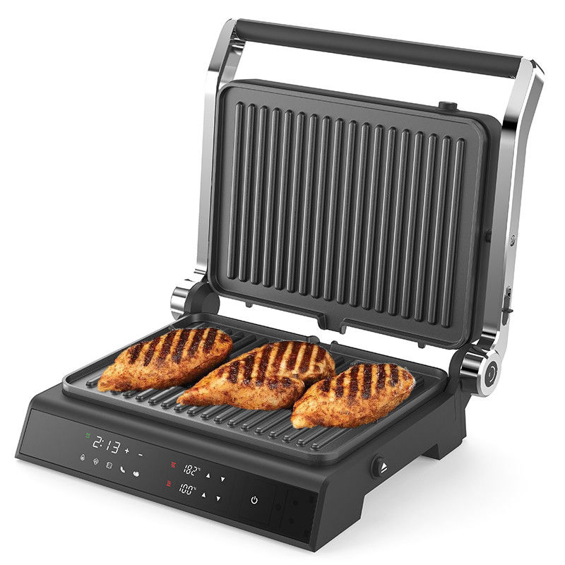 切断可能なプレート BBQ パニニ プレス グリル グリッド 無煙室内 グリル LED タッチスクリーン デジタル コンタクト グリル