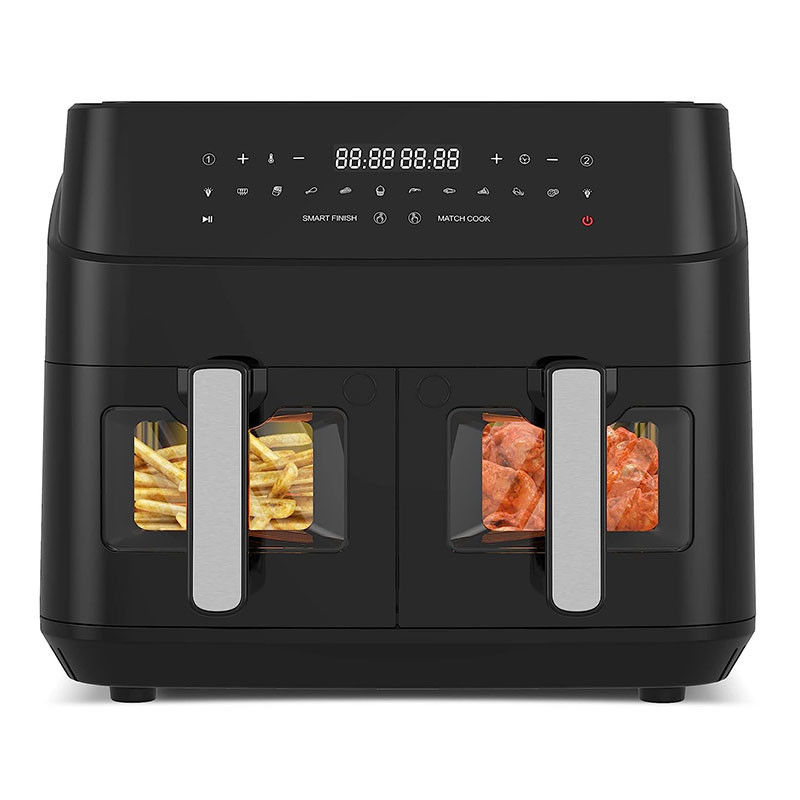 9L ダブルバスケット エアフライヤー ガラス窓 2600W スマートデジタル ダブルゾーン エアフライヤー