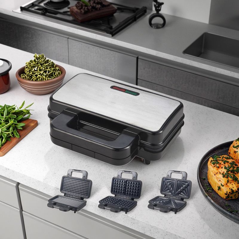 2スライス ディープフィール ワッフル サンドイッチ メーカー 切断可能な BBQ グリル キッチン 調理 電気 グリル グリル
