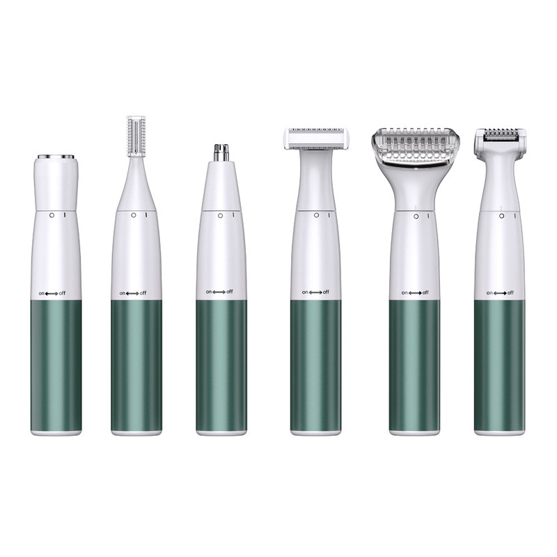 6-in-1多機能女性用シェーバー脱毛器セット、1200mAhバッテリー、ステンレス鋼ブレード、無料スペアパーツ付き